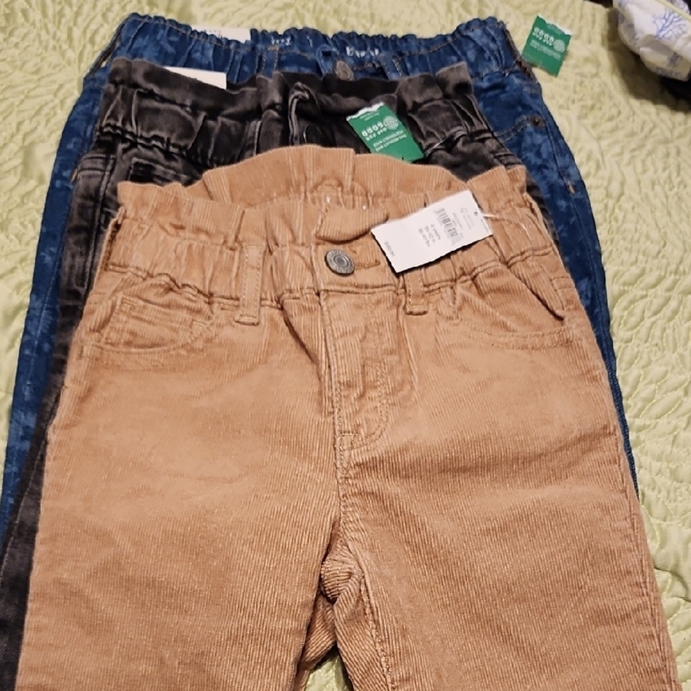 Lot Of 3 Baby Gap Jeans Corduroy Jeans - Tan, Black, Blue